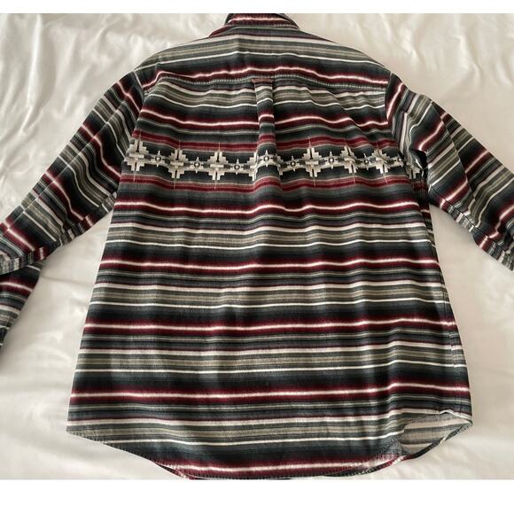 Woolrich Southwestern Aztec Print 100% cotton long sleeve striped flannel SZ XXL - Picture 5 of 8